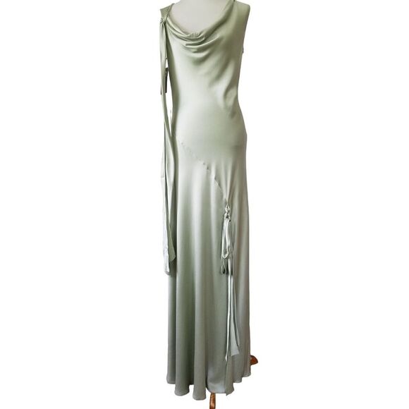 Alberta Ferretti Cowl Neck Evening Gown Dress Green Size 8 US / 44 IT NWT $2650 - Picture 1 of 14